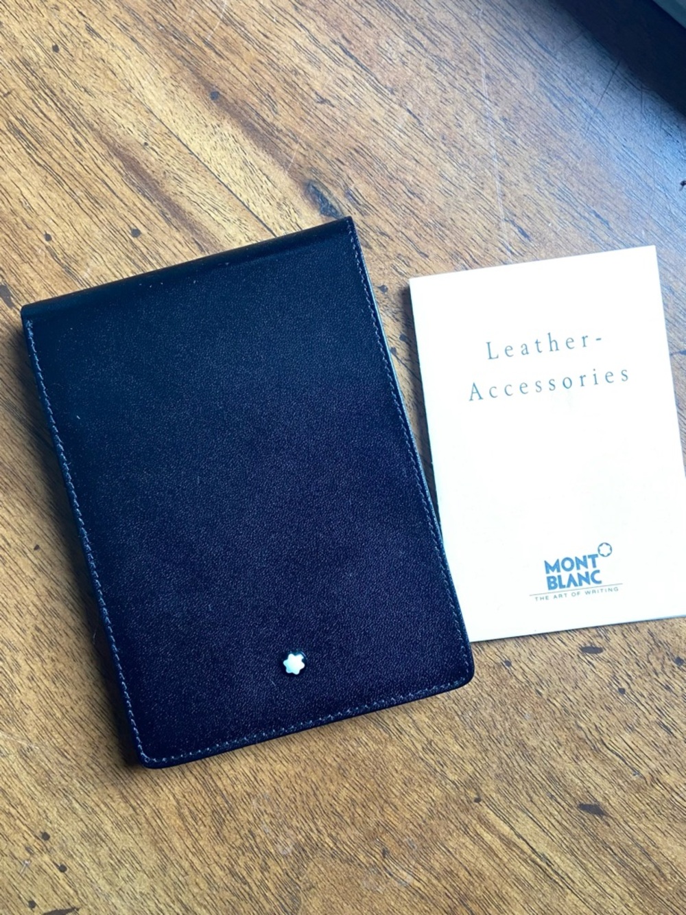 Mont Blanc Black Leather Memo Pad and Wallet with White Star Emblem NEVER USED